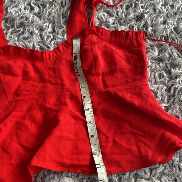 Zara Red Strappy Tied Cropped Linen Blend Top Size Medium - Picture 11 of 16